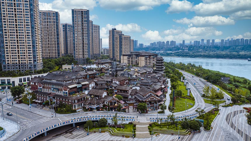 西流沱小鎮(zhèn)，一半巴渝小鎮(zhèn)，一半長江風景。融匯西流沱濱江旅游區(qū)供圖