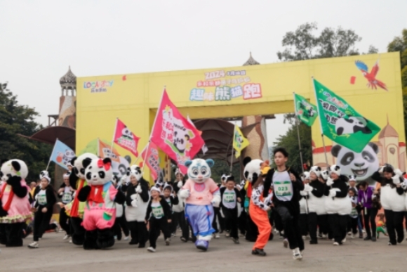 趣味熊貓跑開跑。樂和樂都動(dòng)物主題樂園供圖